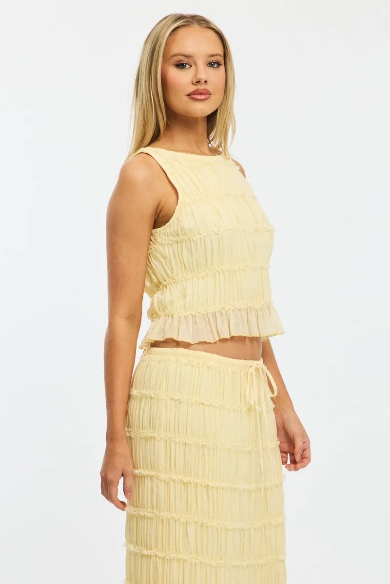 Yellow Shirred Singlet Boat Neck Longline sold by Ally Fashion product image thumbnail 4