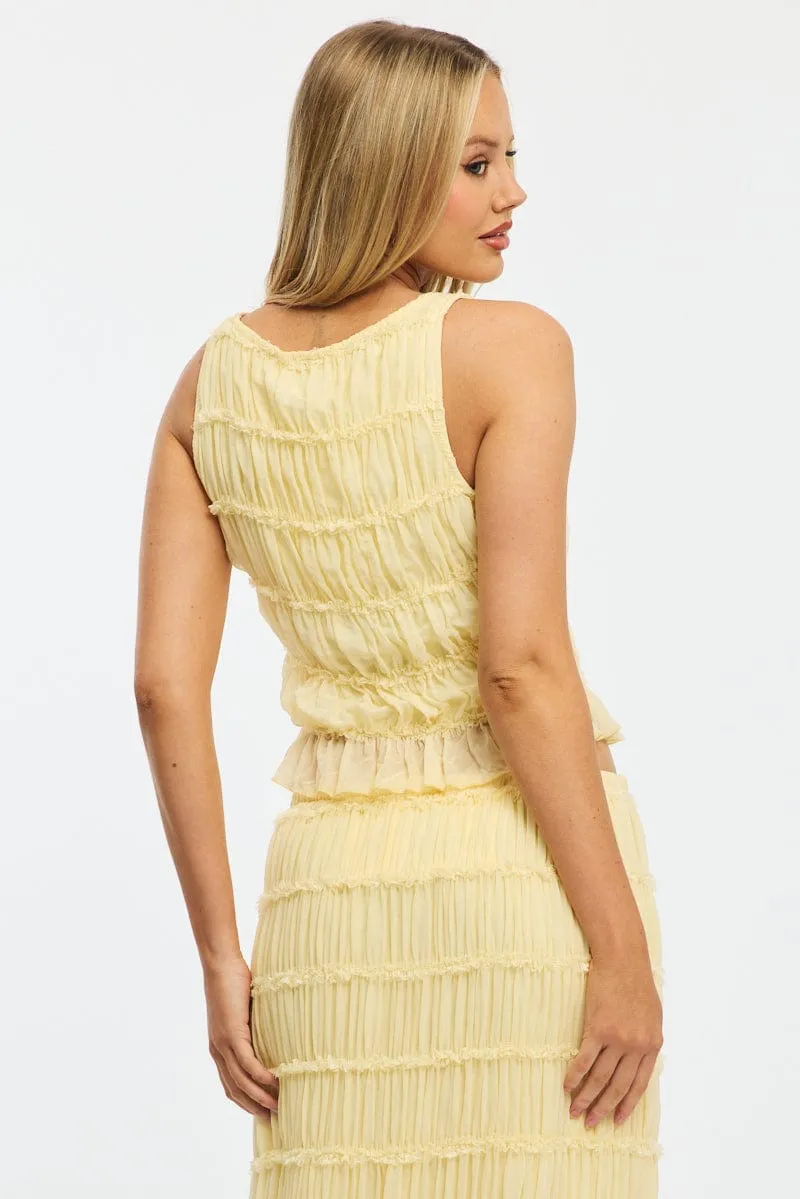 Yellow Shirred Singlet Boat Neck Longline sold by Ally Fashion product image thumbnail 5