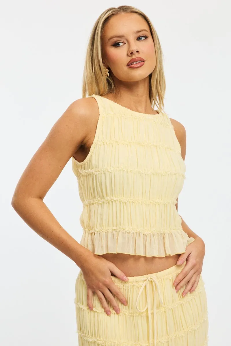 Yellow Shirred Singlet Boat Neck Longline sold by Ally Fashion product image thumbnail 2