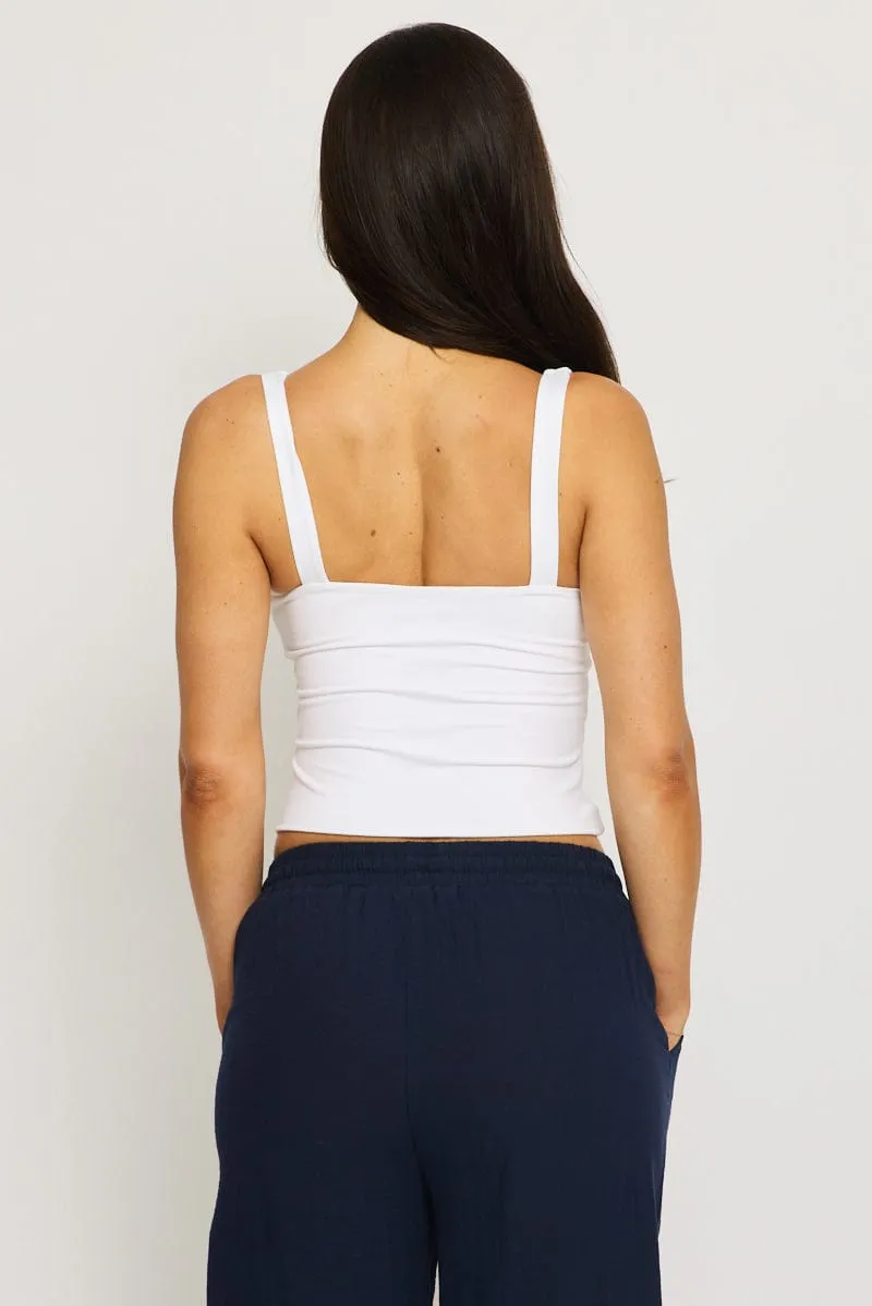 White Tank Top V-neck Supersoft sold by Ally Fashion product image thumbnail 4