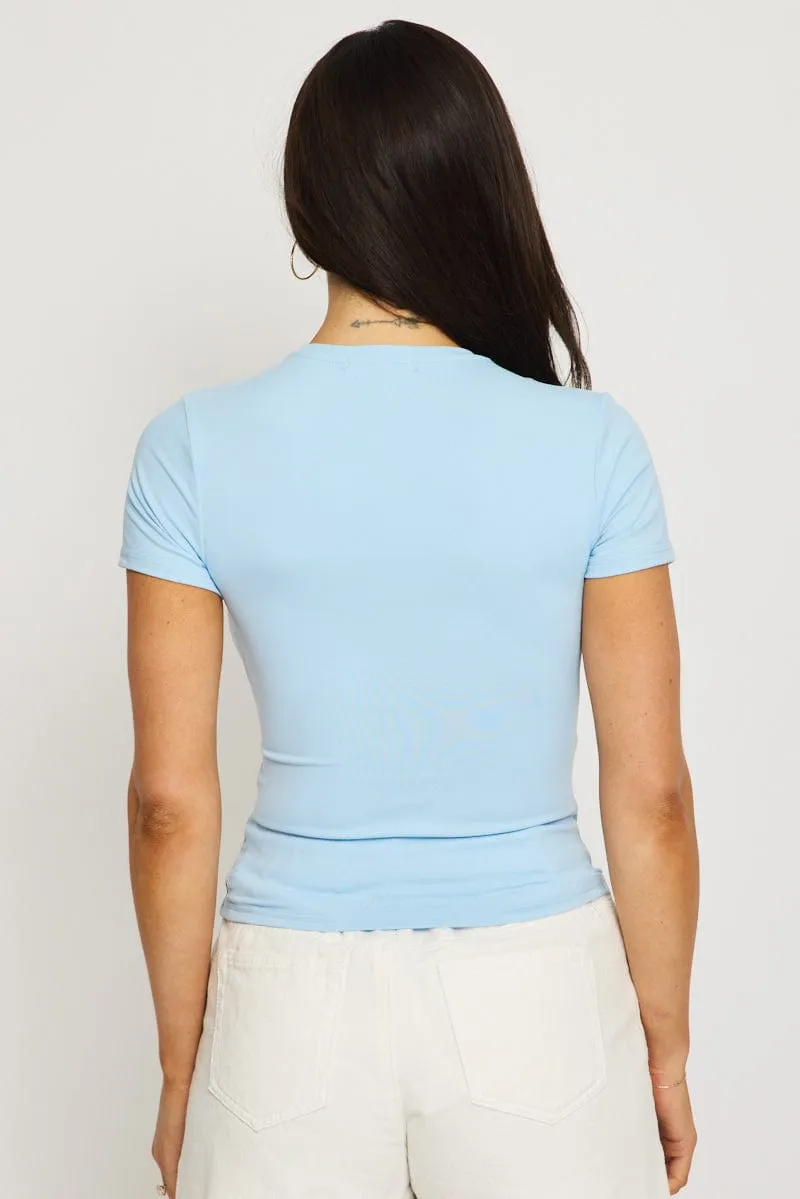 Blue Supersoft Crew Neck Short Sleeve sold by Ally Fashion product image thumbnail 4