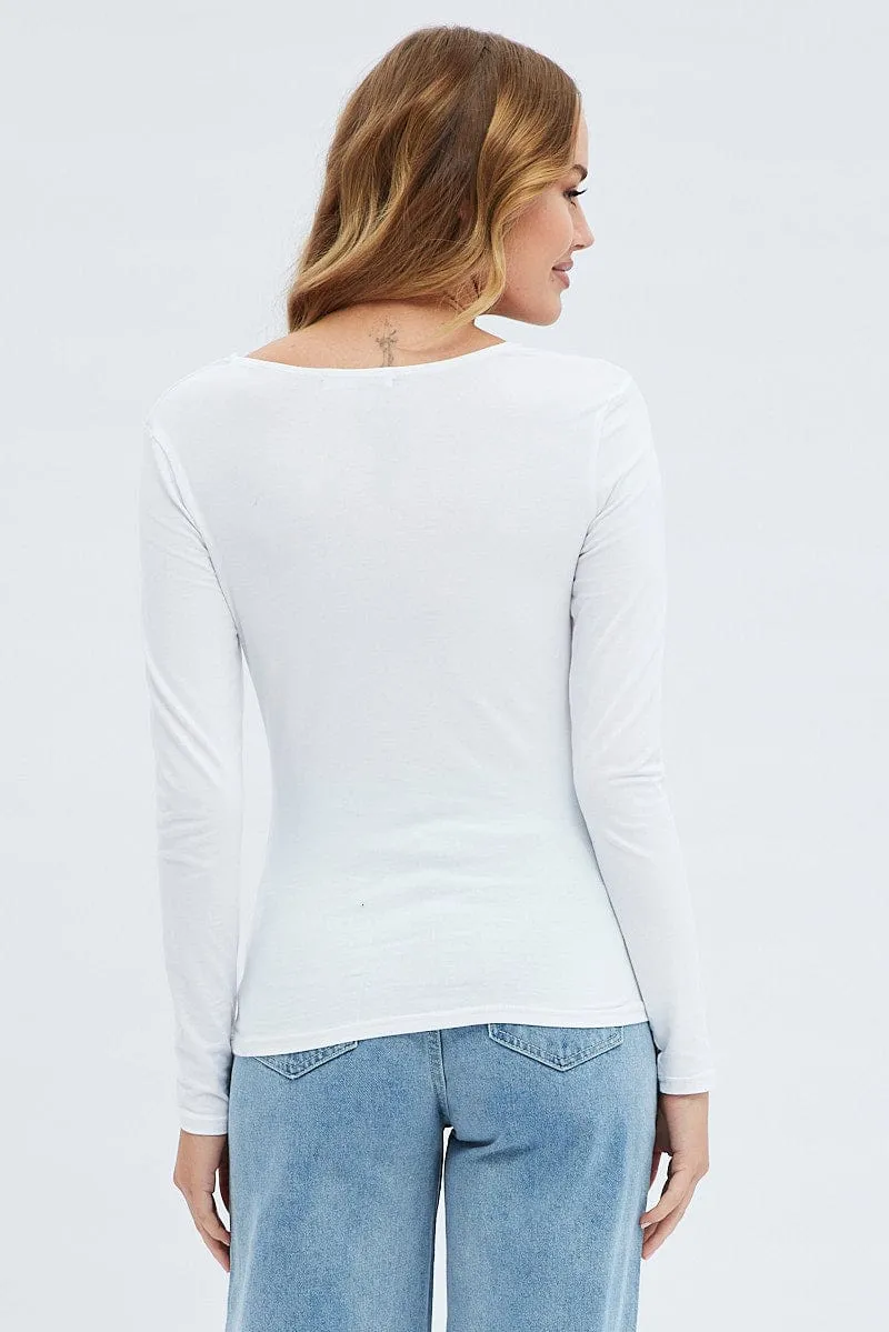 White Top Long Sleeve Scoop Neck sold by Ally Fashion product image thumbnail 5