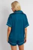 Blue Satin Pj Contrast Piping Pyjama Set sold by Ally Fashion