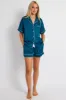 Blue Satin Pj Contrast Piping Pyjama Set sold by Ally Fashion