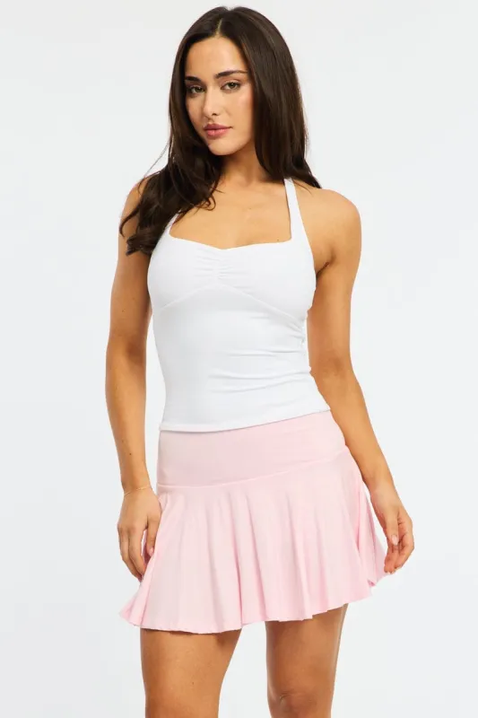 Pink Mini Skort Skirt Elasticated Waist Shorts Lined sold by Ally Fashion