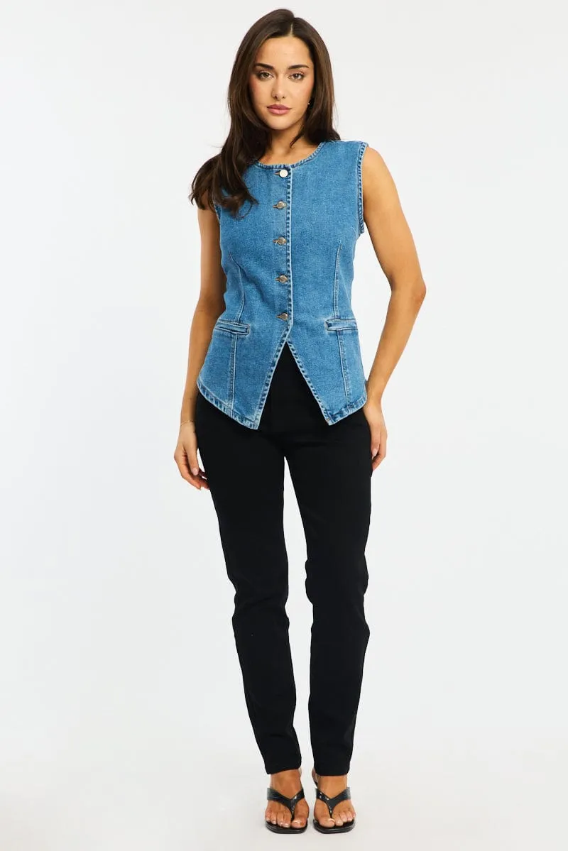 Denim Vest Button Down Sleeveless sold by Ally Fashion product image thumbnail 2