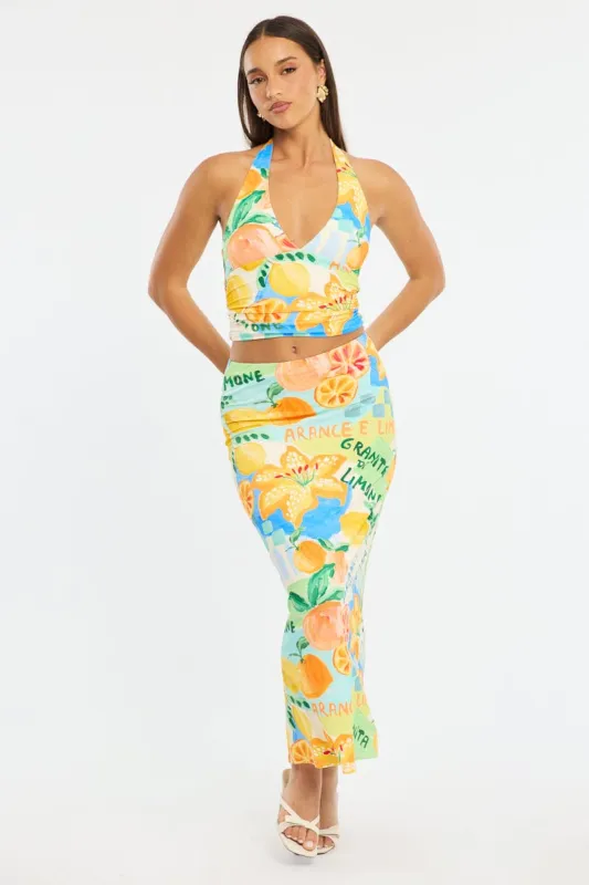 Multi Abstract Supersoft Maxi Skirt Elastic Waist Lined sold by Ally Fashion