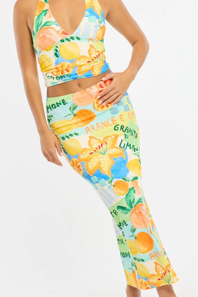 Multi Abstract Supersoft Maxi Skirt Elastic Waist Lined sold by Ally Fashion product image thumbnail 5