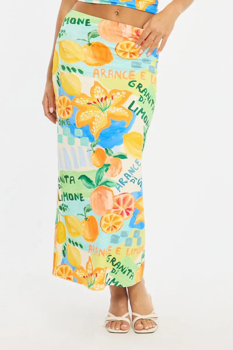 Multi Abstract Supersoft Maxi Skirt Elastic Waist Lined sold by Ally Fashion product image thumbnail 2