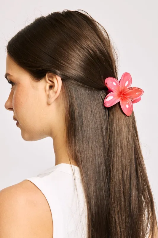 Pink Hibiscus Flower Claw Clip sold by Ally Fashion