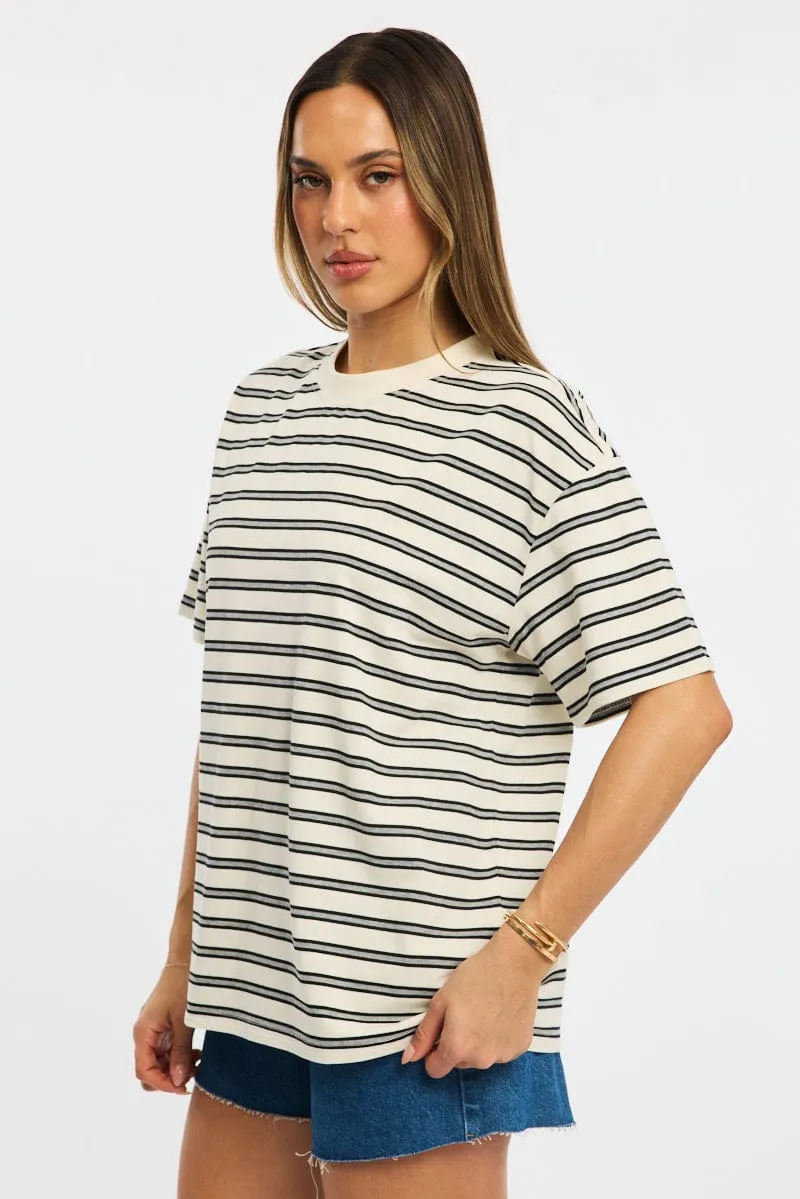 Grey Stripe Oversized Tee Short Sleeve sold by Ally Fashion product image thumbnail 3