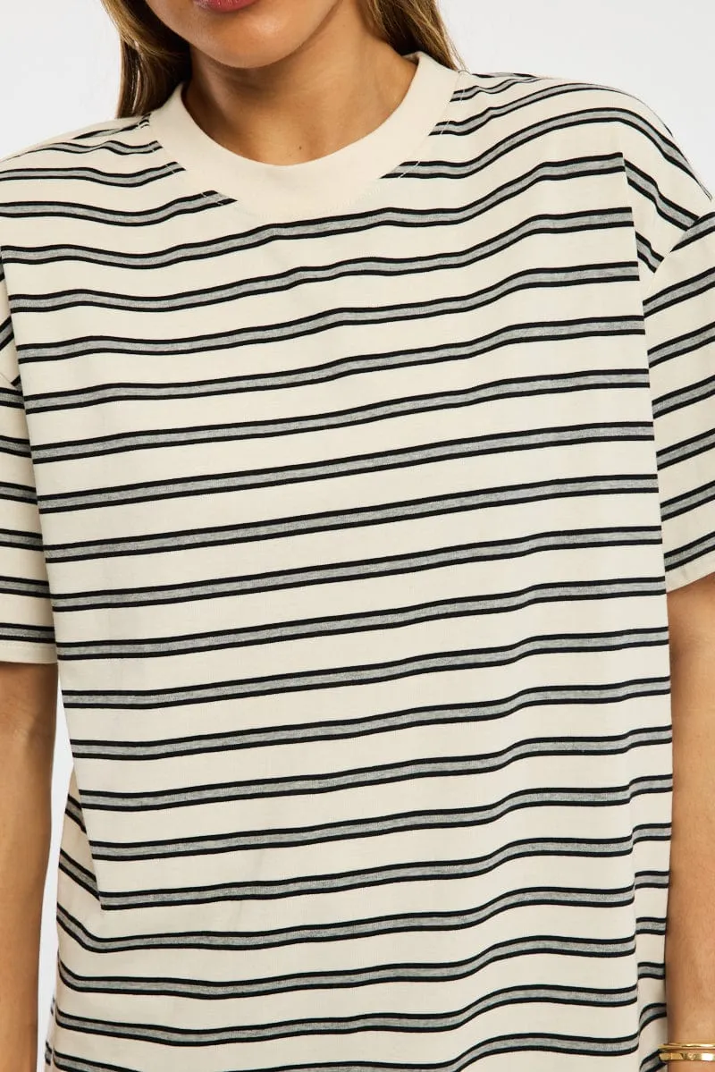 Grey Stripe Oversized Tee Short Sleeve sold by Ally Fashion product image thumbnail 5