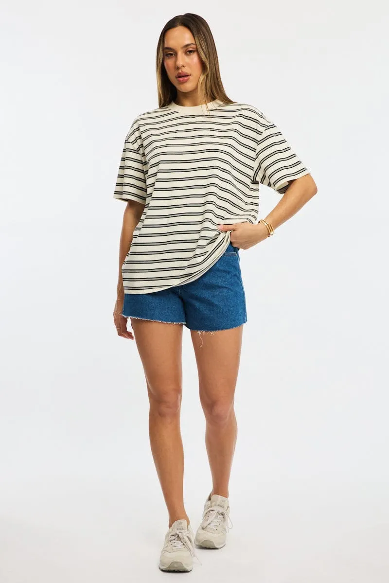 Grey Stripe Oversized Tee Short Sleeve sold by Ally Fashion product image thumbnail 2
