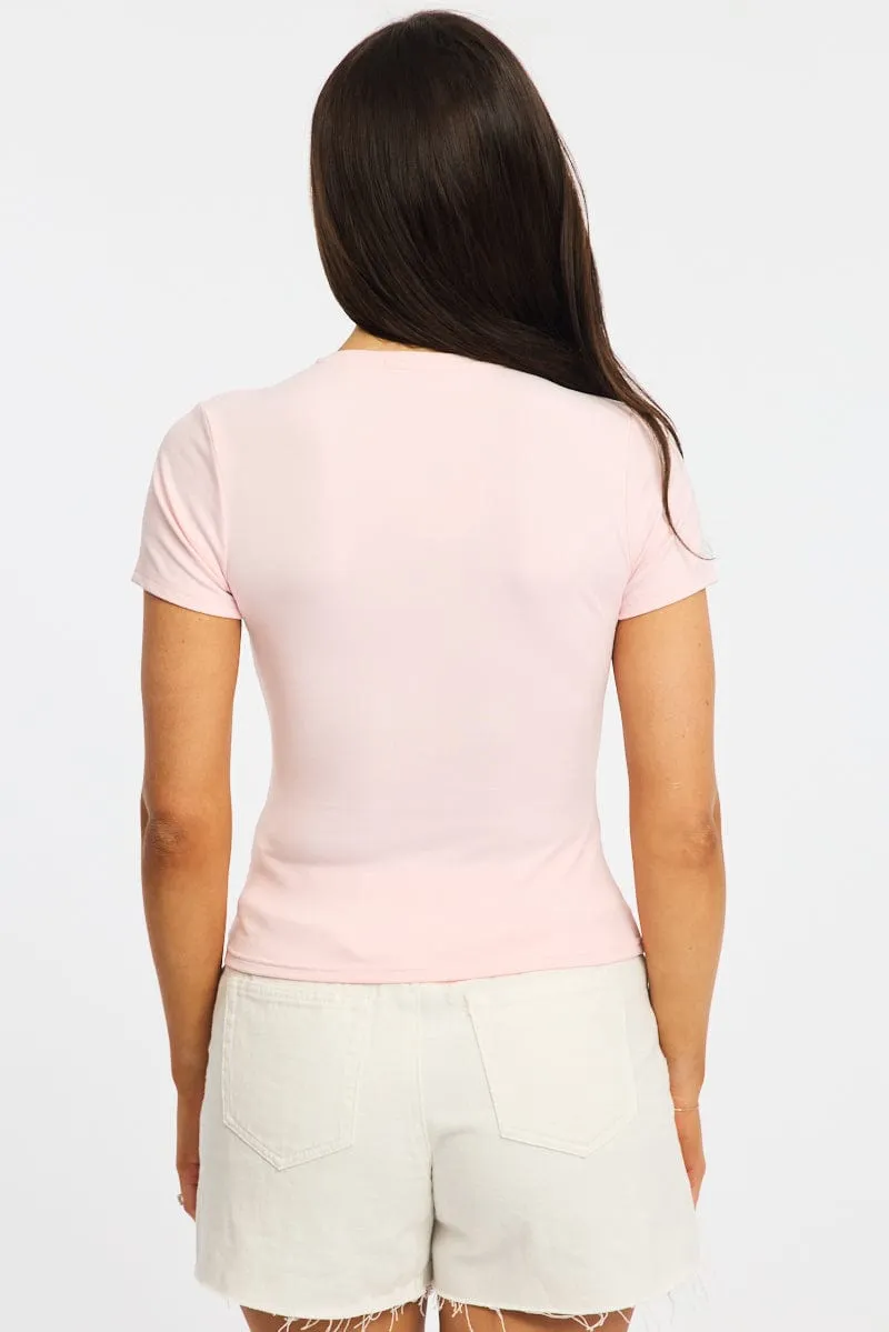Pink Supersoft Crew Neck Short Sleeve sold by Ally Fashion product image thumbnail 4
