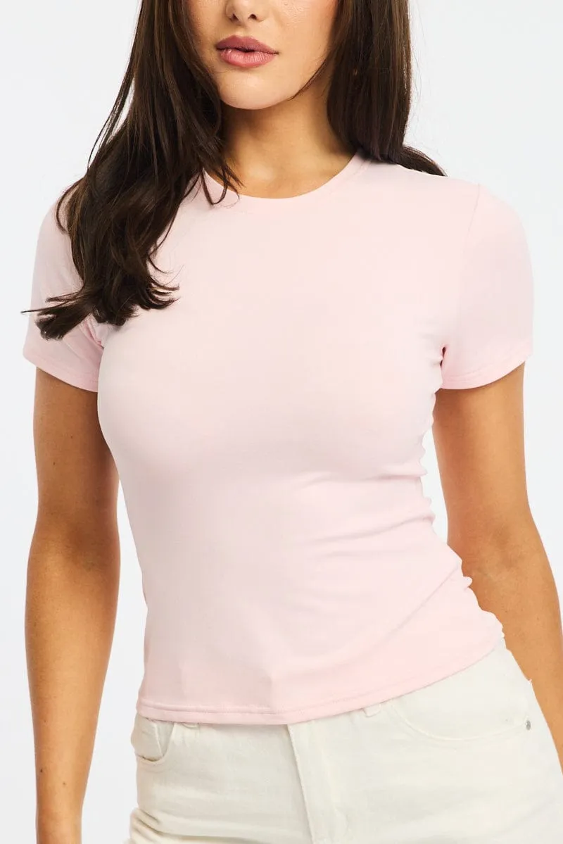 Pink Supersoft Crew Neck Short Sleeve sold by Ally Fashion product image thumbnail 5