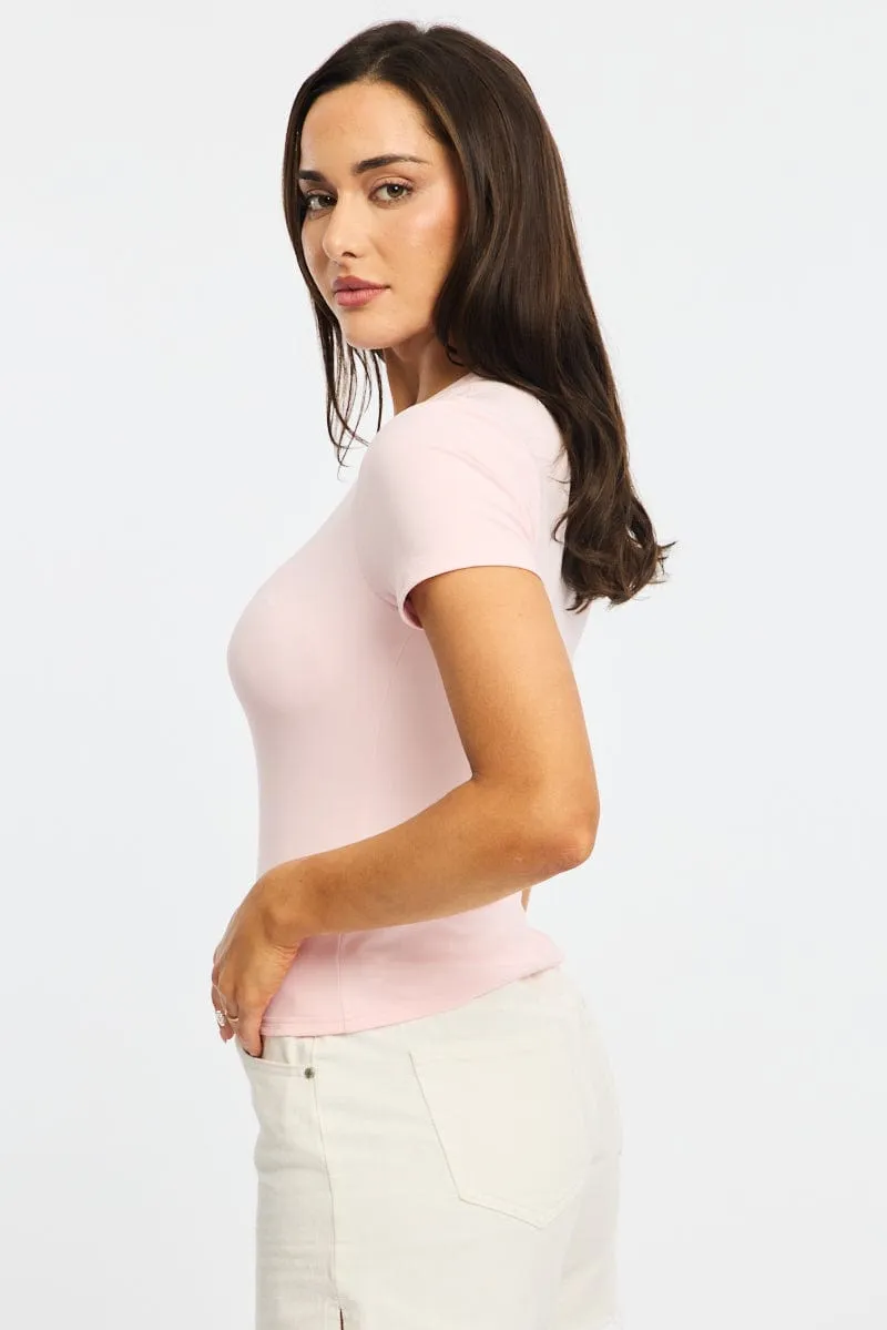 Pink Supersoft Crew Neck Short Sleeve sold by Ally Fashion product image thumbnail 3