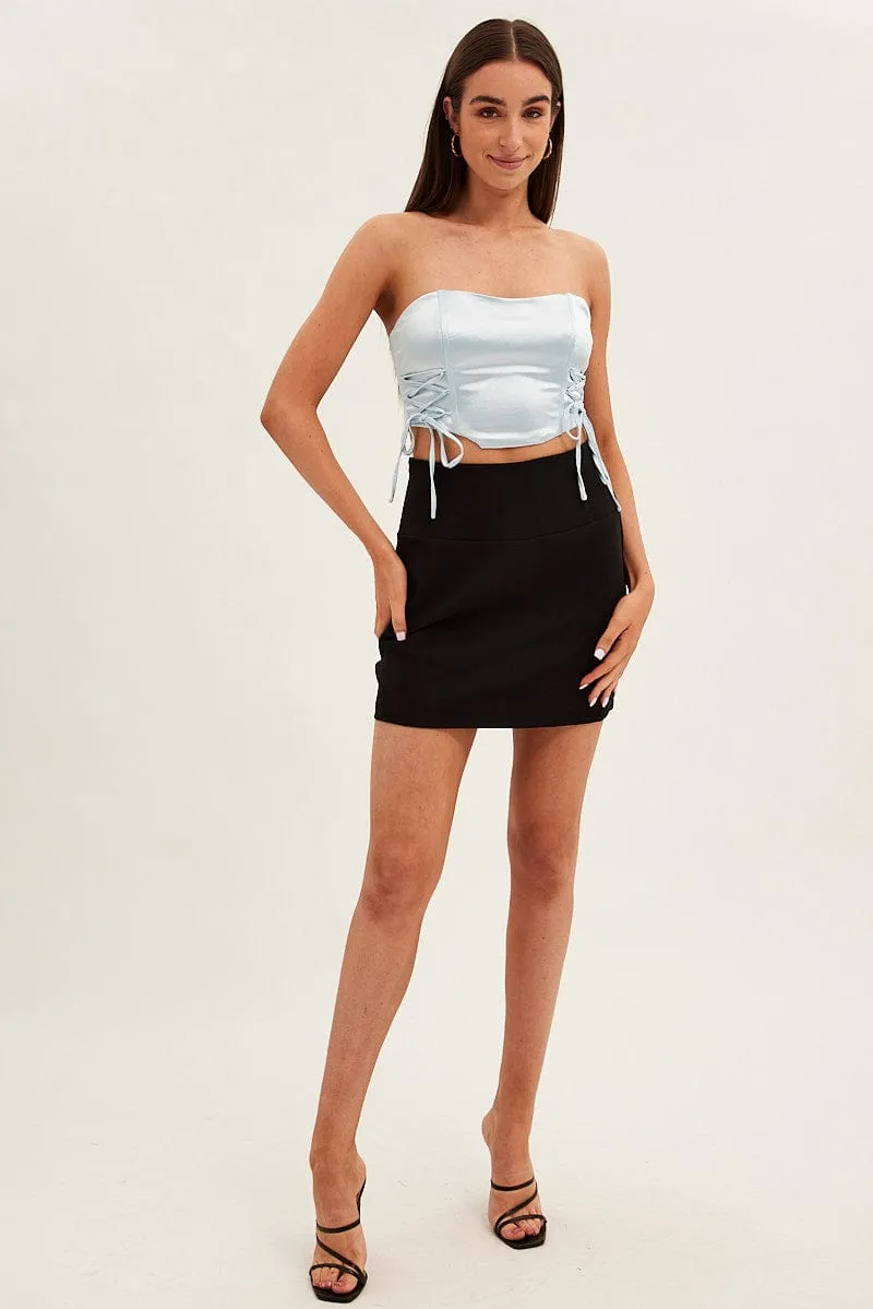 Blue Satin Corset Drawstrings Crop sold by Ally Fashion product image thumbnail 2