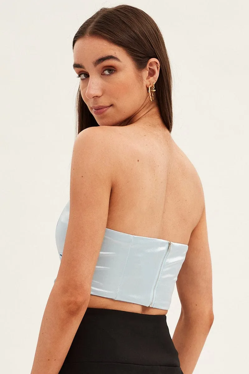 Blue Satin Corset Drawstrings Crop sold by Ally Fashion product image thumbnail 5