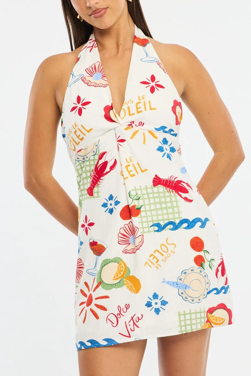 Multi Abstract Halter Neck Dress Mini sold by Ally Fashion product image thumbnail 5