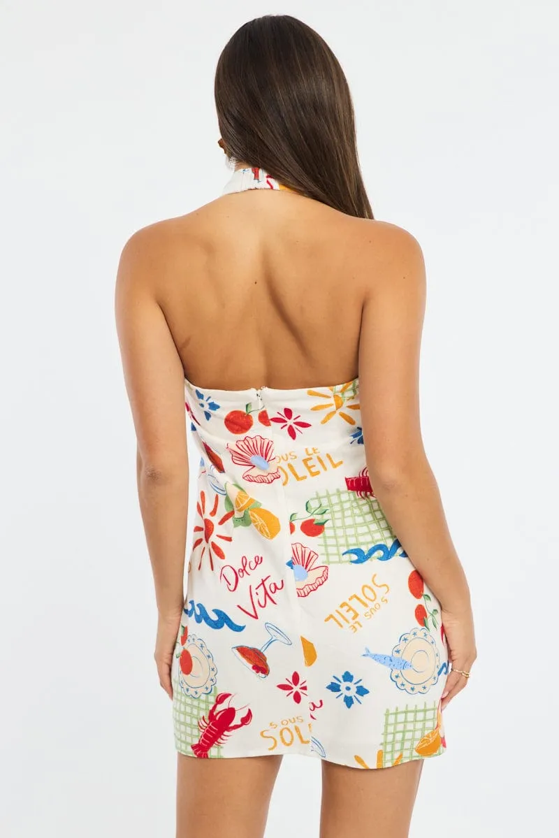 Multi Abstract Halter Neck Dress Mini sold by Ally Fashion product image thumbnail 4