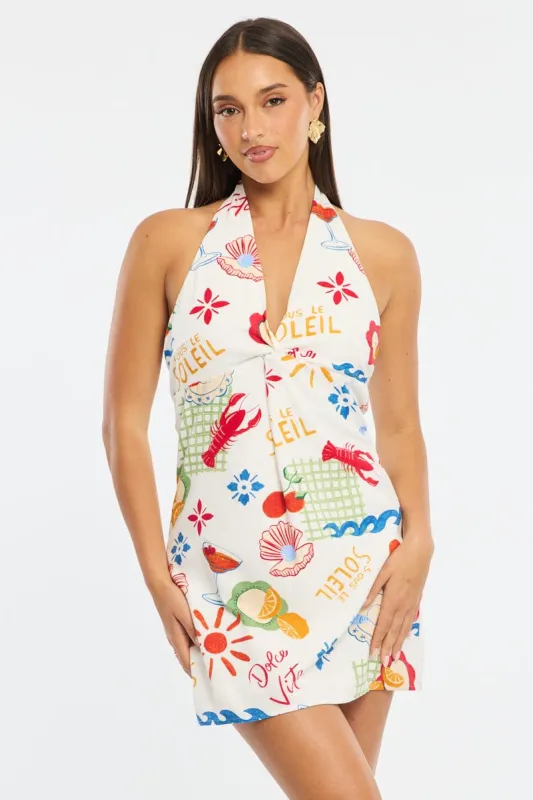 Multi Abstract Halter Neck Dress Mini sold by Ally Fashion