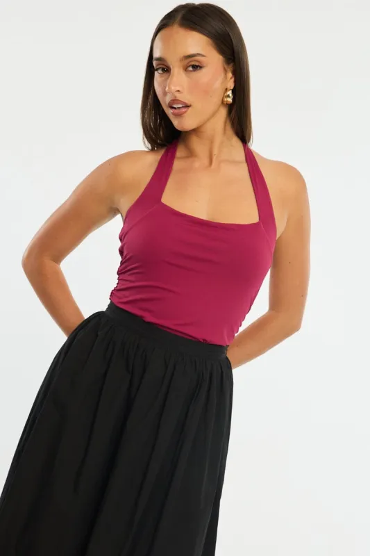 Red Halter Neck Bodysuit sold by Ally Fashion