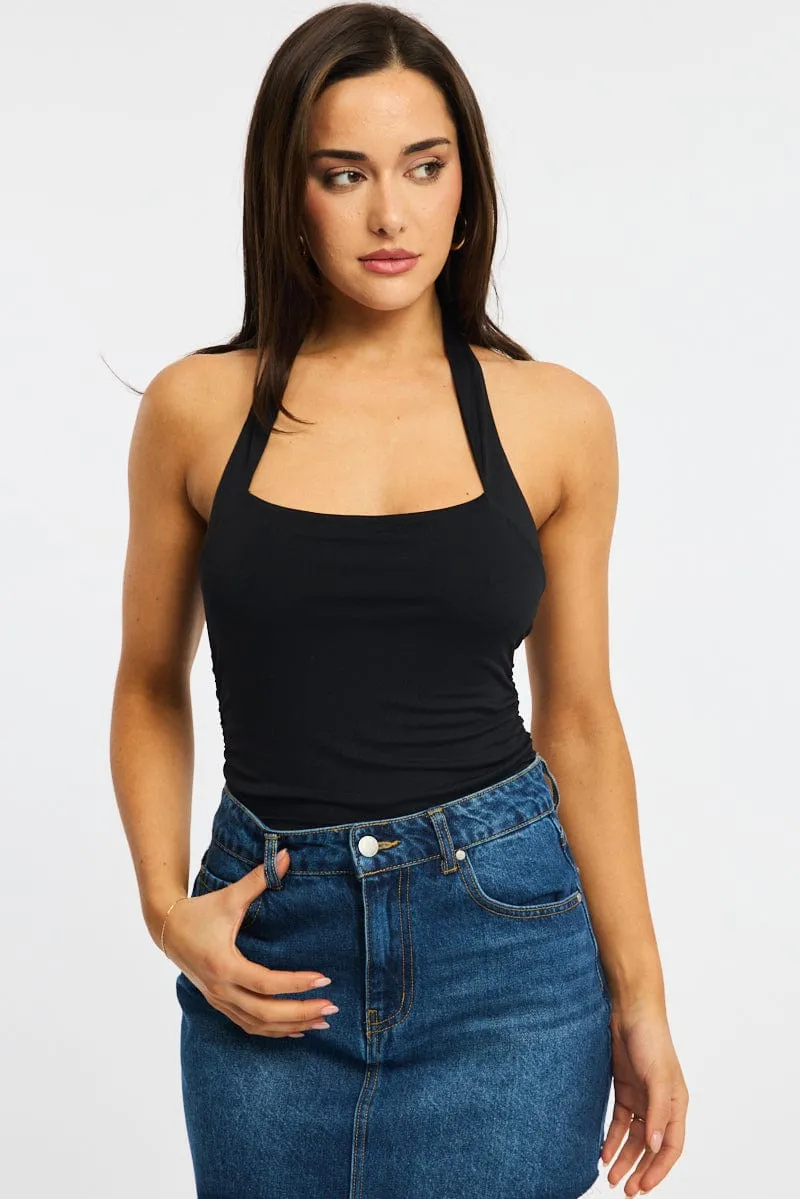 Black Halter Neck Bodysuit sold by Ally Fashion