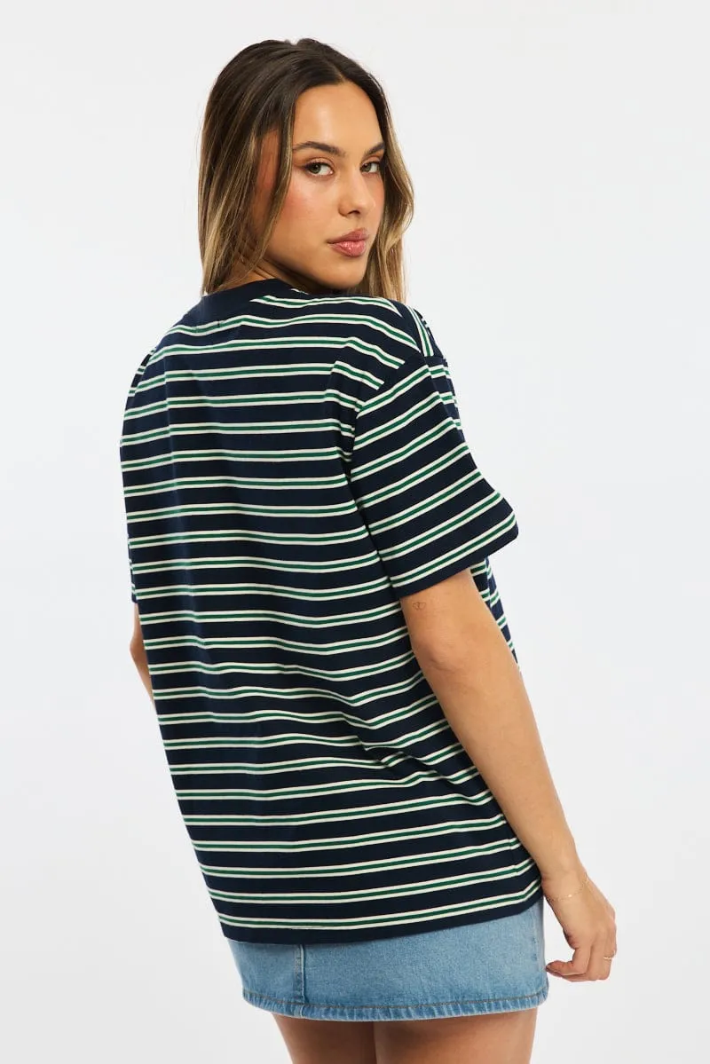 Green Stripe Oversized Tee Short Sleeve sold by Ally Fashion product image thumbnail 4