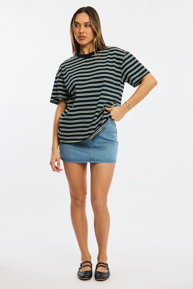 Green Stripe Oversized Tee Short Sleeve sold by Ally Fashion product image thumbnail 2