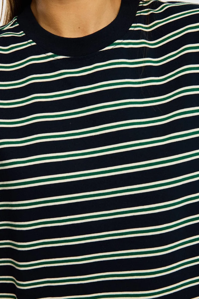 Green Stripe Oversized Tee Short Sleeve sold by Ally Fashion product image thumbnail 5