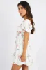 White Floral Fit And Flare Dress Puff Sleeve Mini sold by Ally Fashion