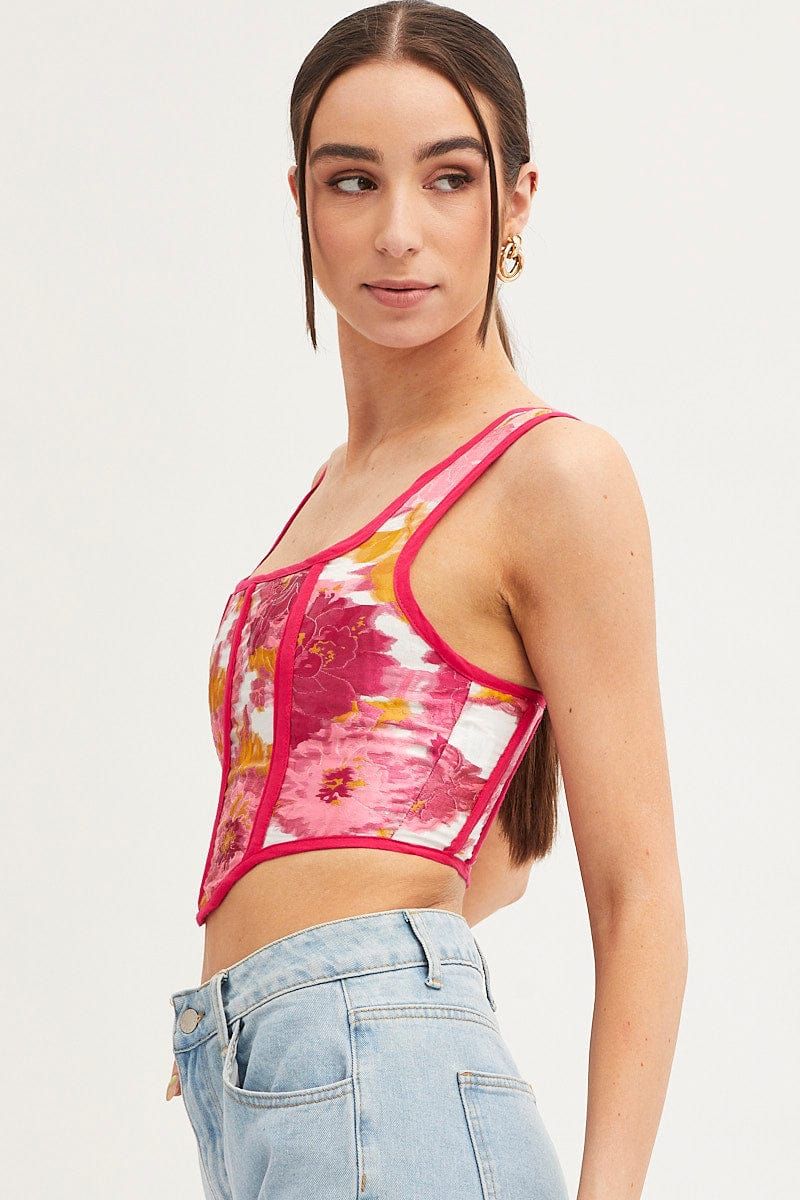 Print Corset Top Sleeveless Square Neck sold by Ally Fashion product image thumbnail 4