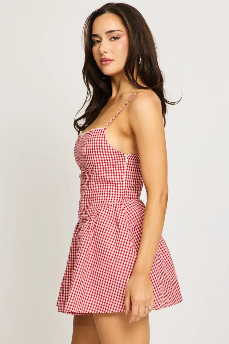 Red Check Mini Dress Strappy sold by Ally Fashion product image thumbnail 3