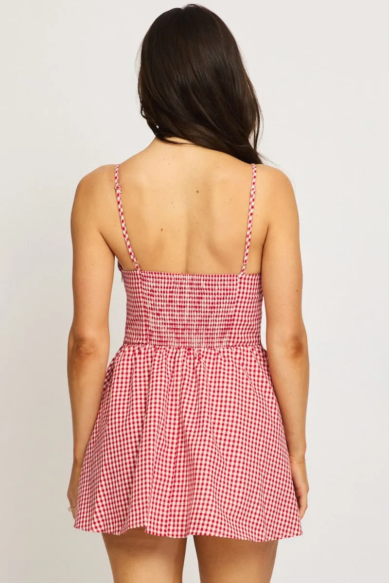 Red Check Mini Dress Strappy sold by Ally Fashion product image thumbnail 4