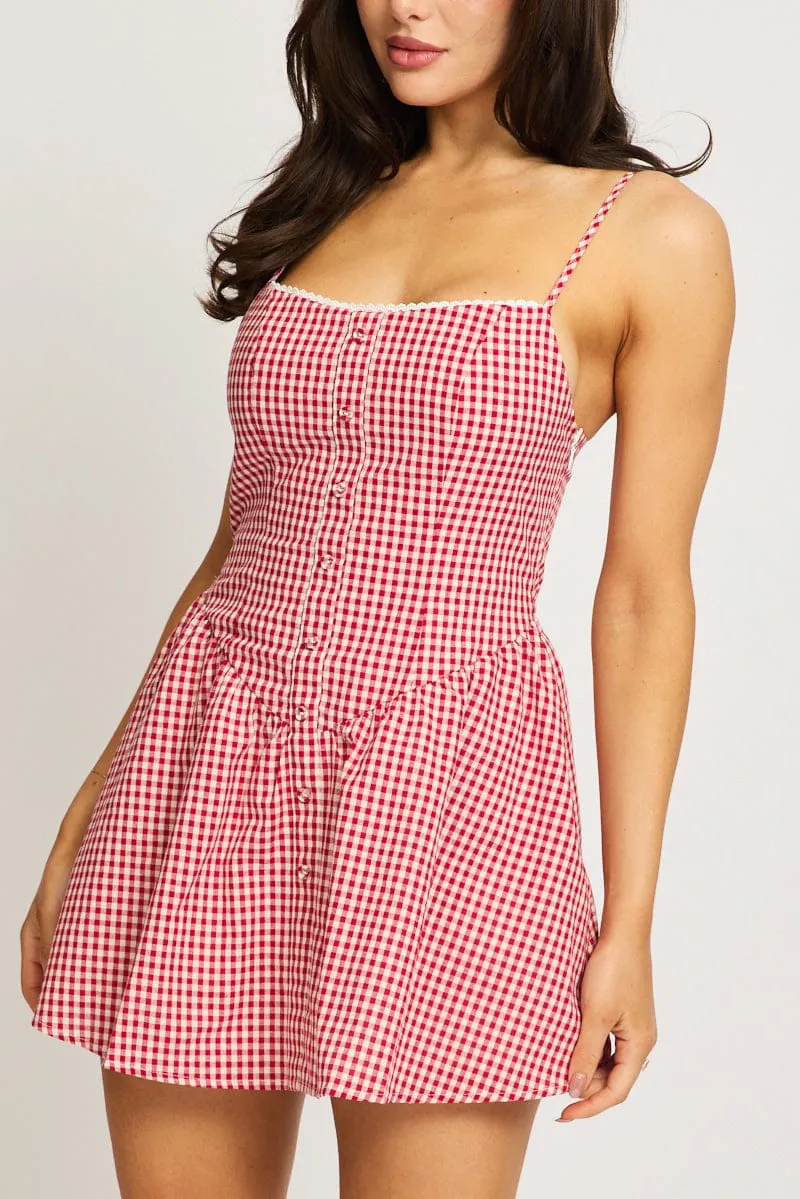 Red Check Mini Dress Strappy sold by Ally Fashion product image thumbnail 5