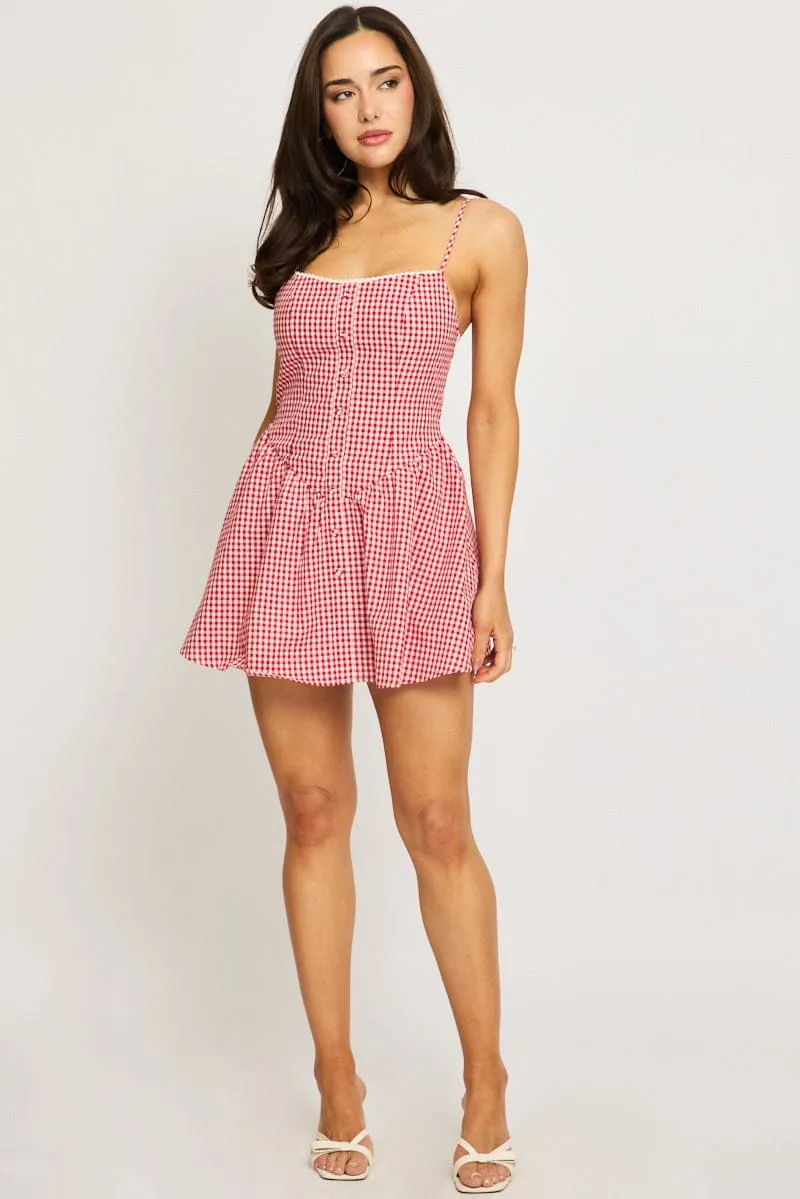 Red Check Mini Dress Strappy sold by Ally Fashion product image thumbnail 2