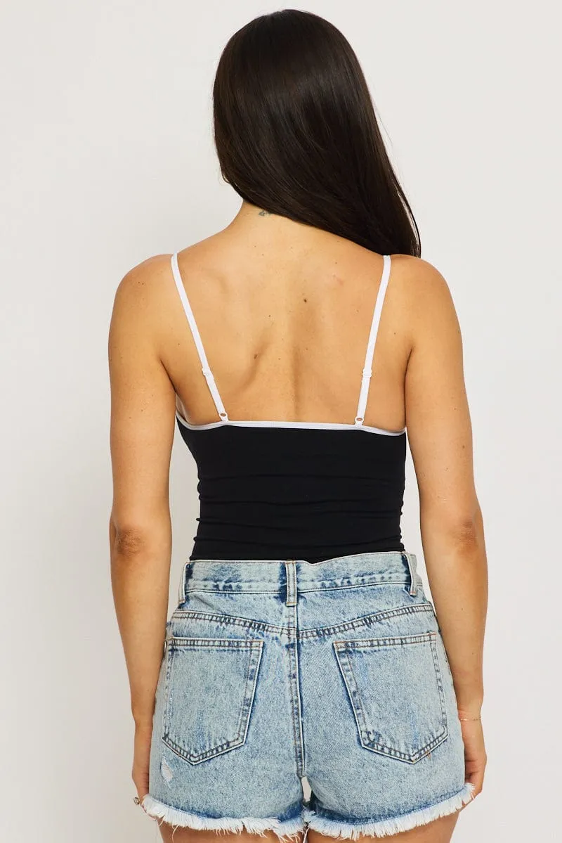 Black Singlet Top Contrast Binding Seamless sold by Ally Fashion product image thumbnail 4