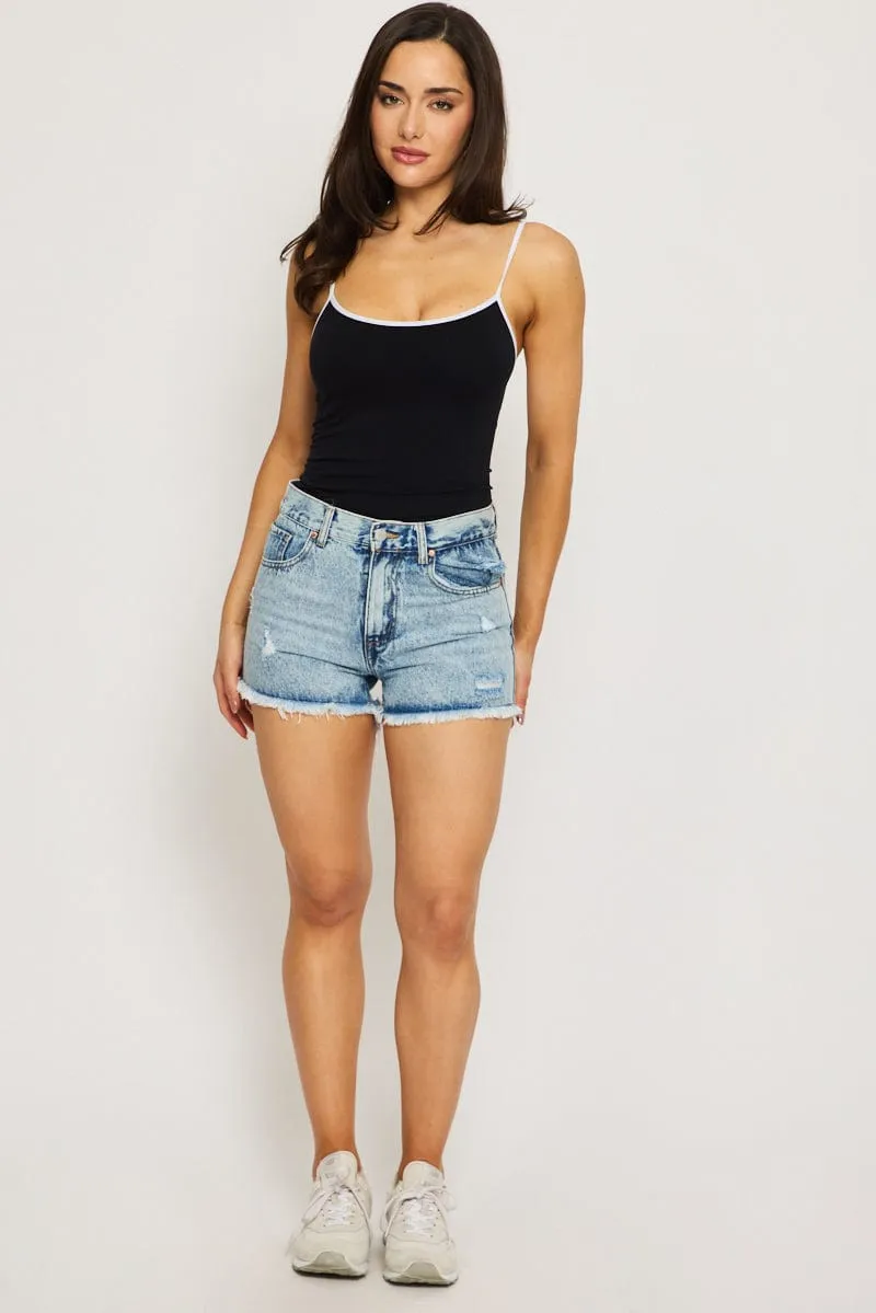 Black Singlet Top Contrast Binding Seamless sold by Ally Fashion product image thumbnail 2