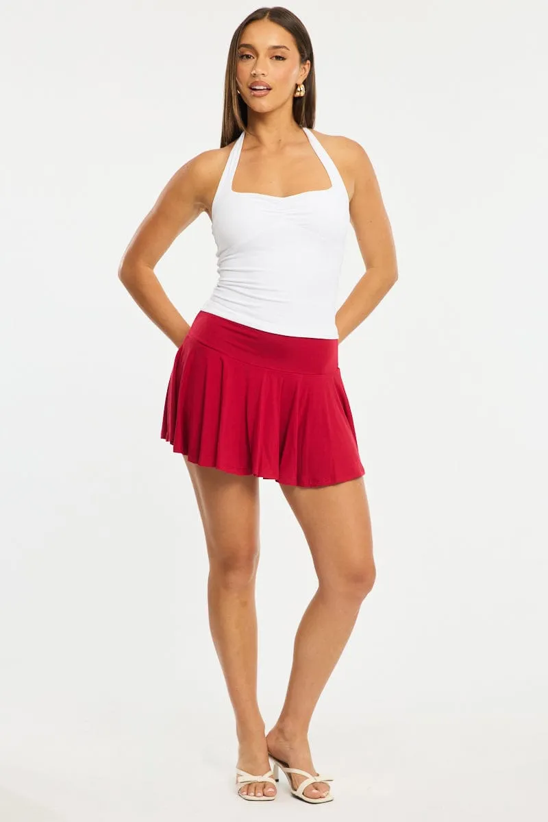Red Mini Skort Skirt Elasticated Waist Shorts Lined sold by Ally Fashion product image thumbnail 3