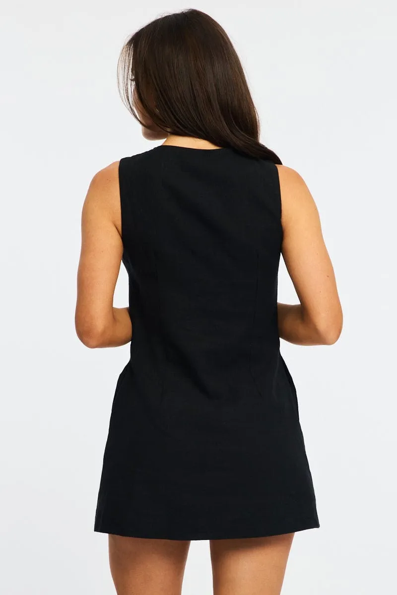 Black Mini Dress Button Down sold by Ally Fashion product image thumbnail 4