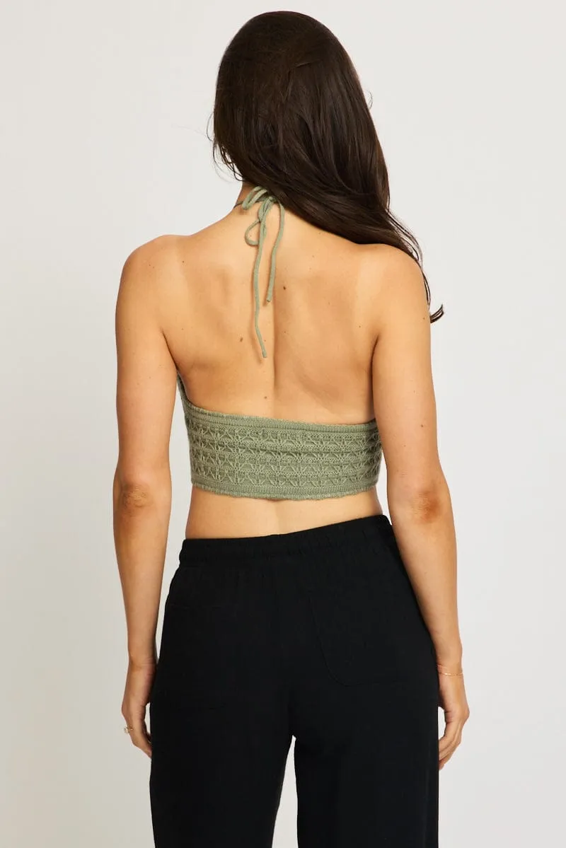 Green Knit Scarf Top Sleeveless sold by Ally Fashion product image thumbnail 4