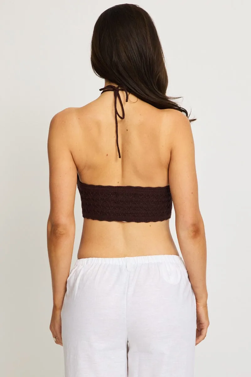 Brown Knit Scarf Top Sleeveless sold by Ally Fashion product image thumbnail 4