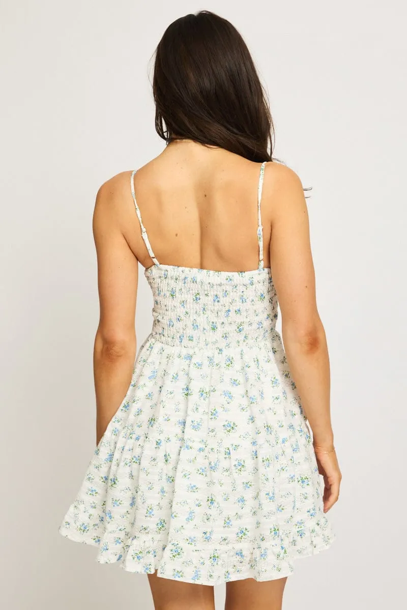 Blue Ditsy Fit And Flare Dress Mini sold by Ally Fashion product image thumbnail 4