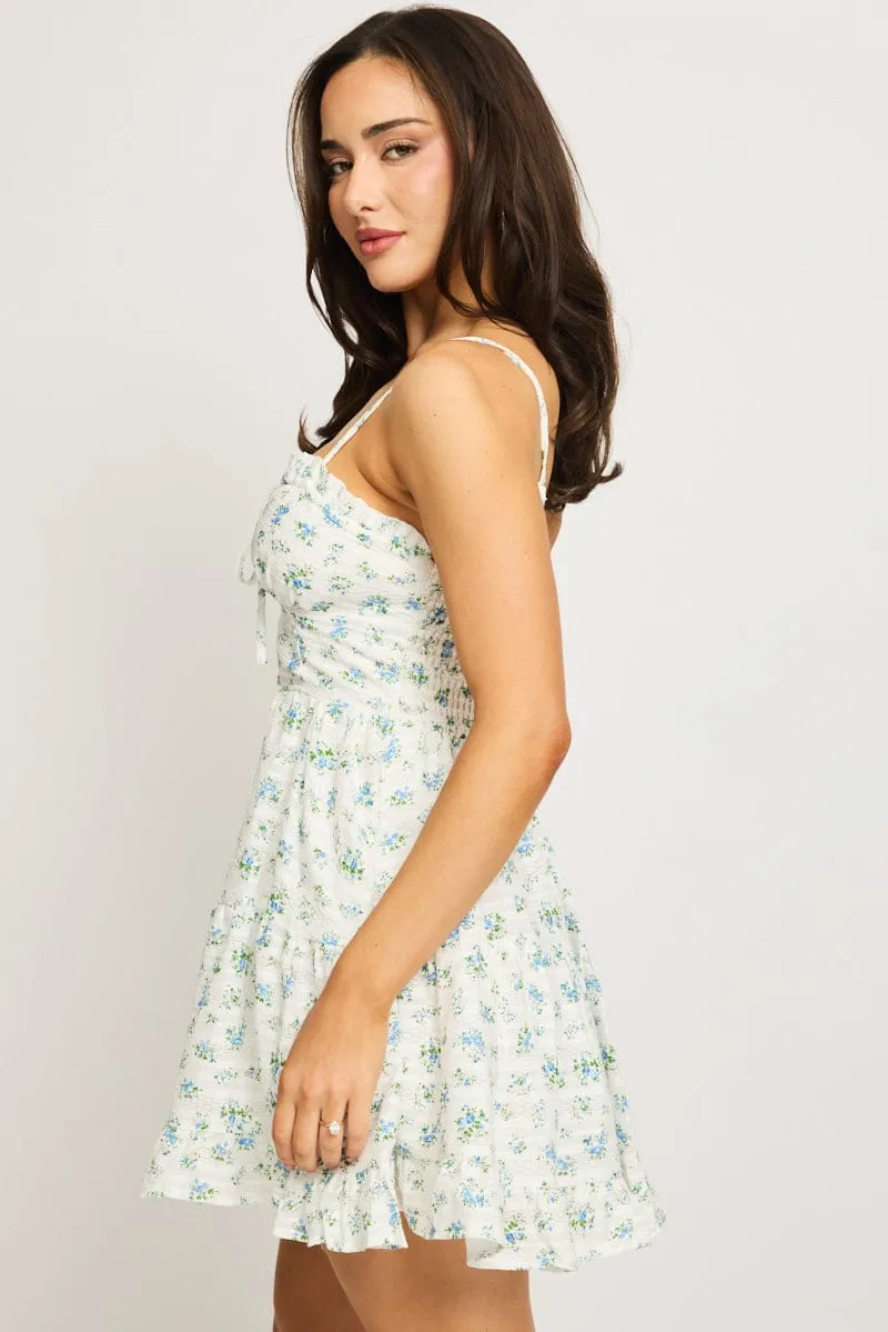 Blue Ditsy Fit And Flare Dress Mini sold by Ally Fashion product image thumbnail 3