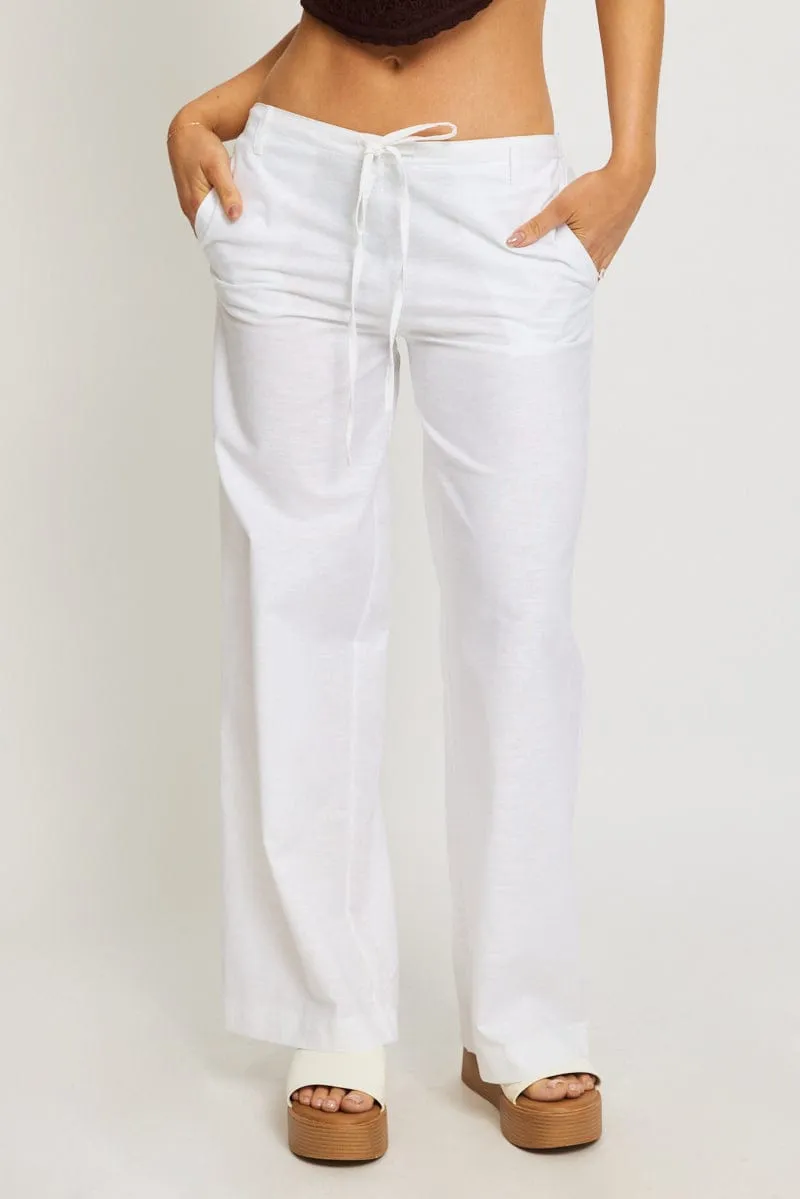 White Wide Leg Pants Waist Tie sold by Ally Fashion product image thumbnail 2