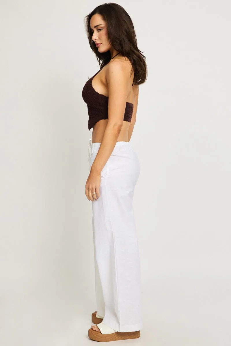 White Wide Leg Pants Waist Tie sold by Ally Fashion product image thumbnail 4