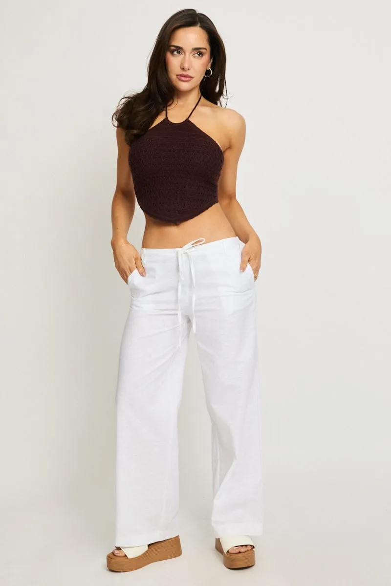 White Wide Leg Pants Waist Tie sold by Ally Fashion