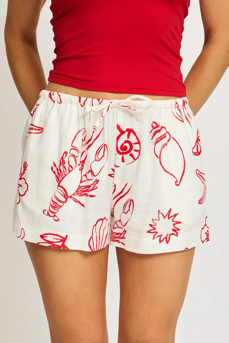 Red Abstract Shorts Mid Rise sold by Ally Fashion product image thumbnail 2