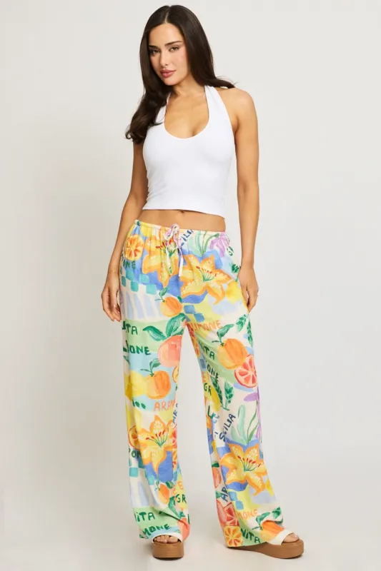 Multi Abstract Wide Leg Pants Elasticated Waist sold by Ally Fashion
