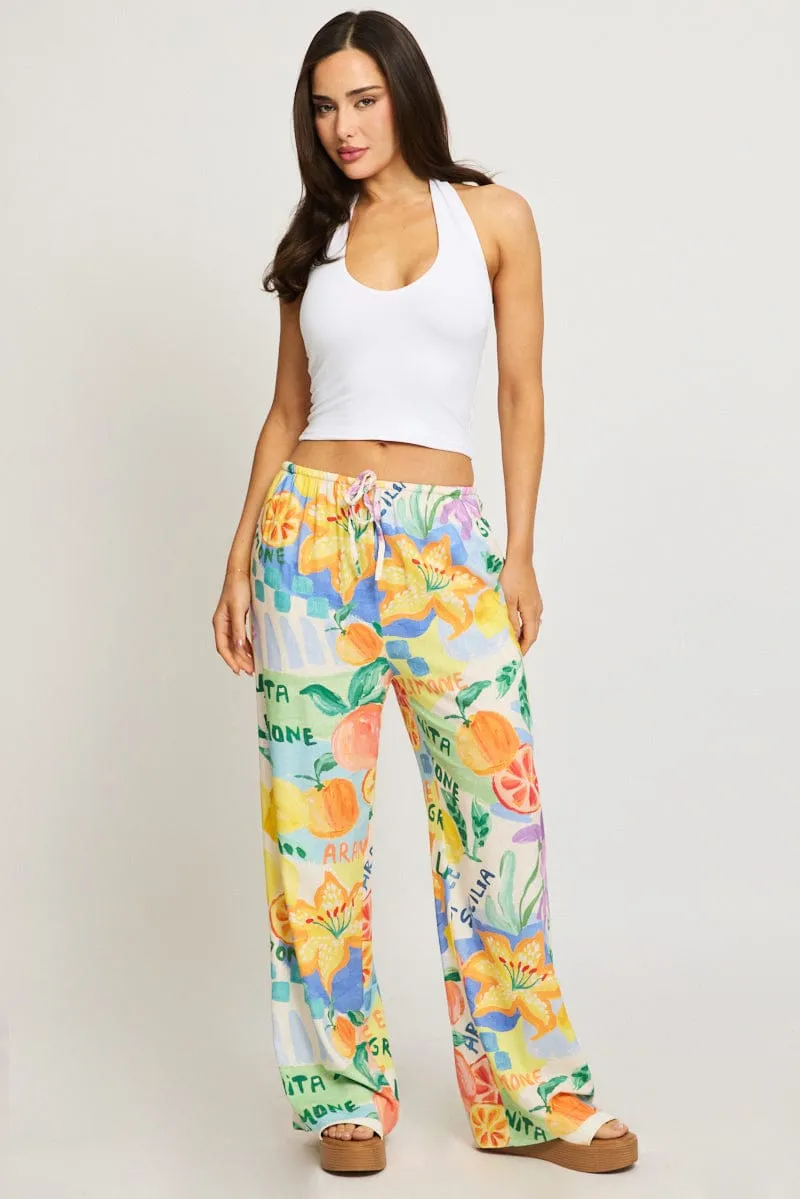 Multi Abstract Wide Leg Pants Elasticated Waist sold by Ally Fashion